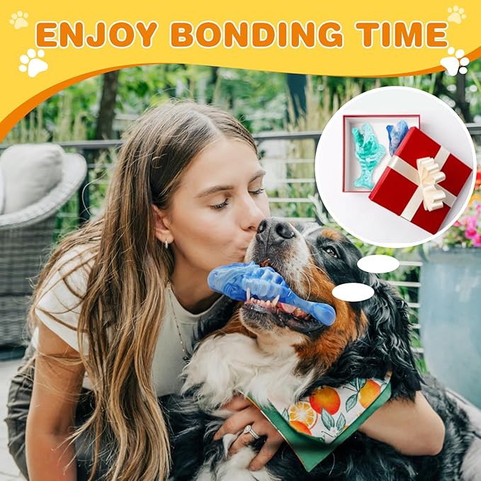 BoYoYo Tough Dog Toys for Aggressive Chewers 2 Pack, Indestructible Dog Toys to Keep Them Busy, Beef Flavor, Nylon Dog Chew Toys for Small, Medium and Large Dogs, Blue & Green