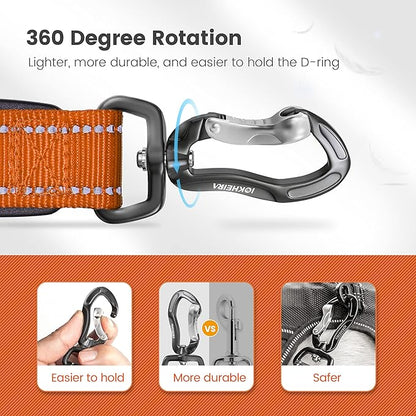 IOKHEIRA Orange Leash for Large Dogs, Multifunctional Adjustable Heavy Duty Leash