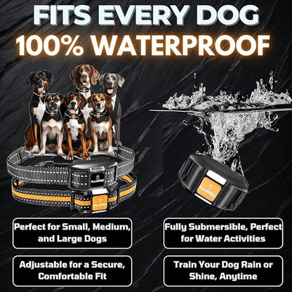 Dog Shock Collar with Remote, Unmatched 4-Mile Range, Night-Light Mode, Training Guide Included, 124 Training Levels & 4 Modes, Beep Vibration Shock, Waterproof Rechargeable, Fits All Dogs (2 Collars)