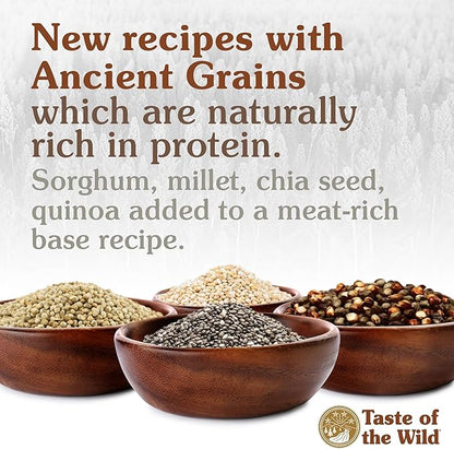 Taste of the Wild with Ancient Grains, Ancient Prairie Canine Recipe with Roasted Bison and Venison Dry Dog Food, Made with High Protein from Real Meat and Guaranteed Nutrients and Probiotics 14lb