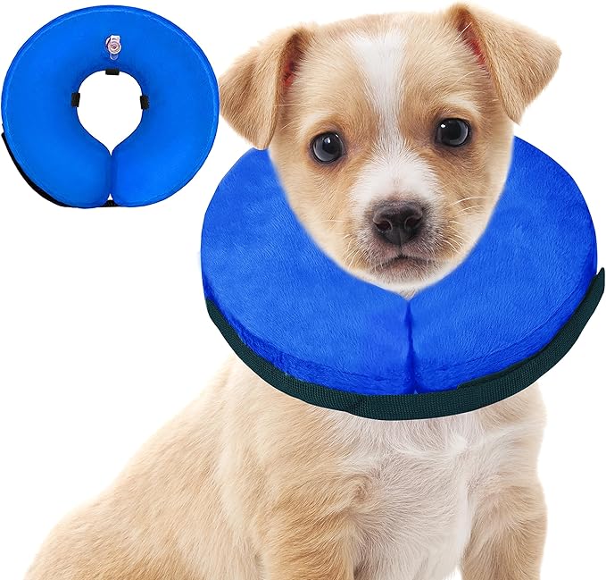 Inflatable Dog Cone Collar After Surgery, Soft Dog Neck Donut Collar, Blow up Donut E-Collar for Small Medium Large Dogs and Cats, Dogs Recovery Cone Alternative