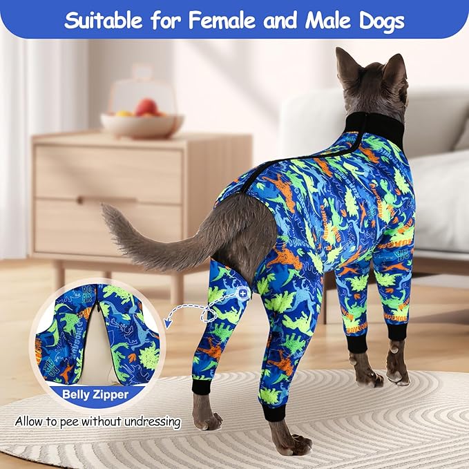 Etdane Dog Onesie Surgery Recovery Suit for Female Male Dogs After Spayed Suit Surgical Recovery Suit Anti Shedding Body Suit for Small Medium Large Dog Dinosaurs/Small