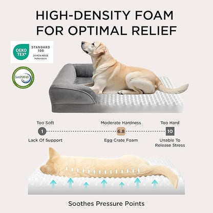 Bedsure L Plus Orthopedic Dog Bed for Large Dogs - Washable Dog Cat Bed Waterproof, L Plus Big Comfort Dogs Couch Sofa with Washable Removable Cover, Pet Bed with Nonskid Bottom, Dune Haze Blue, 38"