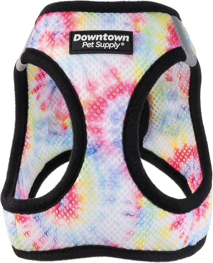 Downtown Pet Supply Step-in Dog Harness – No Pull, Adjustable Padded Mesh with Reflective Trim, Secure Buckle Strap – Comfortable & Breathable Small Dog Harness, X-Small, Tie Dye