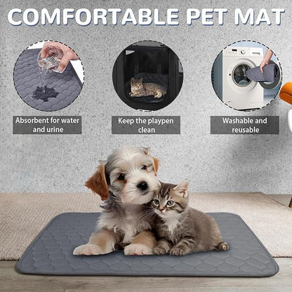 Large Dog Cat Playpen Crate with Waterproof Pad,Portable Collapsible Pet Dog Cat Kennel Cage Tent,Suitable for Indoor Outdoor Travel Camping,Water-Resistant Breathable Shade Cover (Grey L)