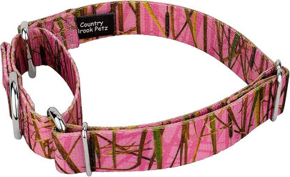 Country Brook Petz - Pink Waterfowl Camo Martingale Dog Collar and Leash - Camouflage Collection Featuring Rugged Designs (1 Inch, Large)