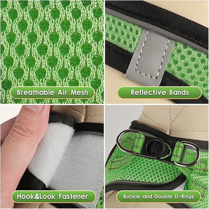 YIMEIS Dog Harness and Leash Set, No Pull Soft Mesh Pet Harness, Reflective Adjustable Puppy Vest for Small Medium Large Dogs, Cats (Grass Green, X-Small (Pack of 1)