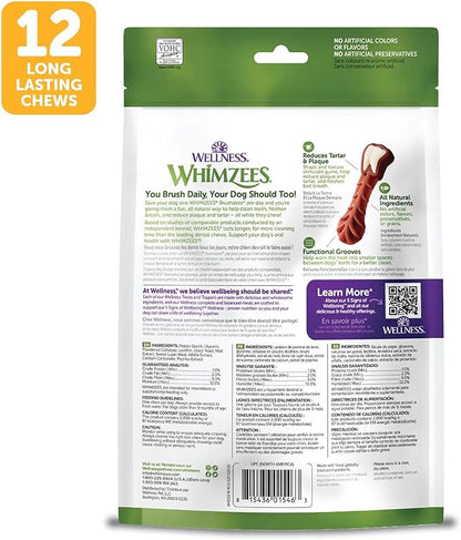 Whimzees Wellness Brushzees Dog Dental Treat, VOHC Accepted Chews, Freshens Breath, Medium Size, 12.7 oz Bag, 12 Count