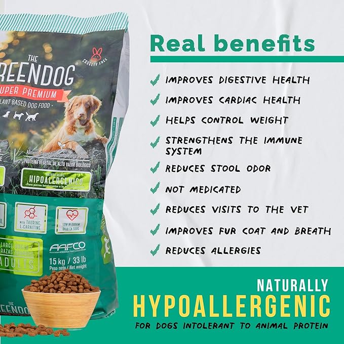 The Green Dog: Super Premium - Puppies - 16.5 Lb Bag Dog Food - Plant Based Protein, Vegan Dry Pet Kibble, Gluten Free, Complete Nutrition