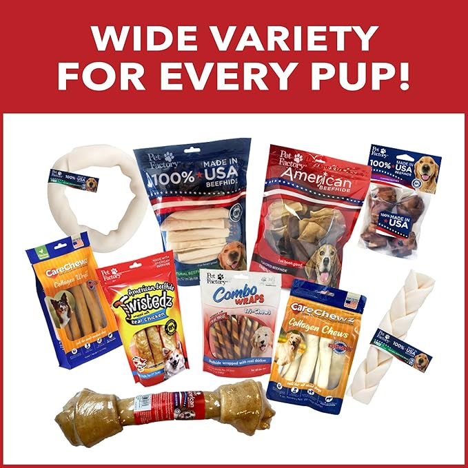 Pet Factory American Beefhide 5" Chip Rolls Dog Chew Treats - Natural Flavor, 50 Count/1 Pack