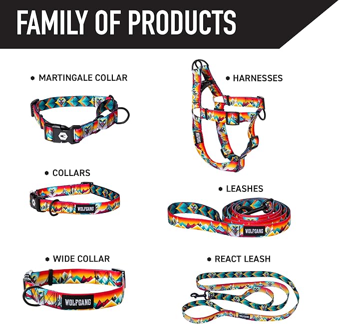 Wolfgang Heavy Duty Dog Leash, Pull-Tested for Walking & Training, MountainVibes Print, Small