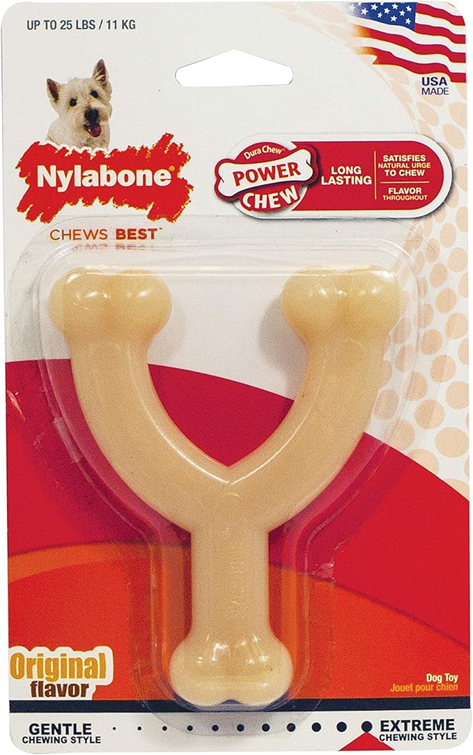 Nylabone Original Wishbone Power Chew Toy for Dogs, Dog Toys for Aggressive Chewers, Original Flavor, Small - Up to 25 Ibs, 1 Count