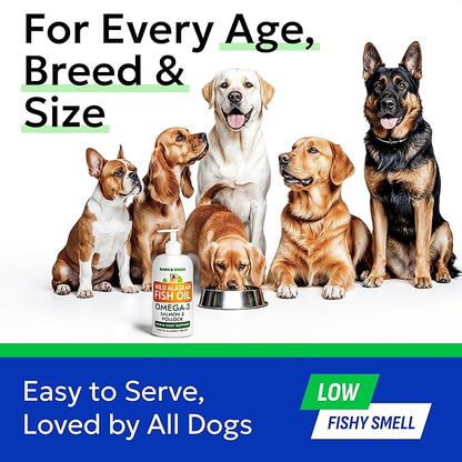 Bark&Spark Fish Oil for Dogs - Natural Omega-3 - Skin & Coat Support - Liquid Food Supplement for Pets - Natural EPA + DHA Fatty Acids for Joint Function, Immune & Heart Health 8oz - Salmon