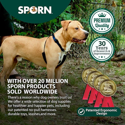Sporn Original Dog Halter, No Pull Dog Harness, Durable Nylon Collar with Padded Restraint Sleeves for Large Breeds, No Choke Design, Adjustable Fit, Easy On/Off, Blue, Large