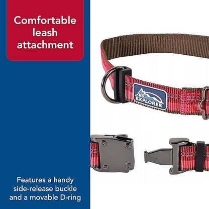 Coastal Pet K9 Explorer Reflective Adjustable Dog Collar - Comfortable Collar for the Outdoors - Durable, Lightweight Accessory with Side-Release Buckle - Berry, 5/8" x 8-12"