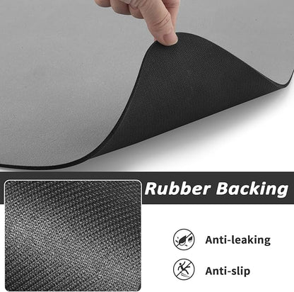 HotLive Dog Food Mat - Absorbent Cat Mat for Food and Water, No Stains Pet Feeding Bowl Mat, Easy to Clean Pet Placemats, Quick Dry Dog Water Dispenser Mat for Messy Drinkers | Paw Grey 18"x 28"