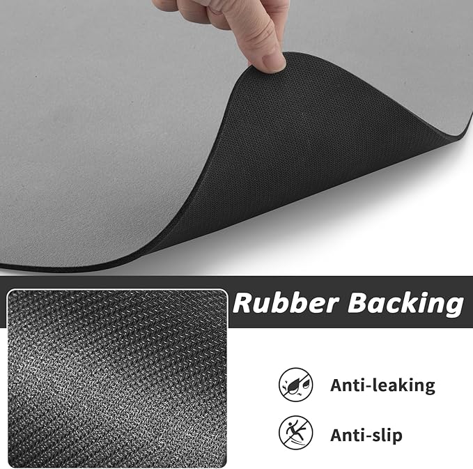 HotLive Dog Food Mat - Absorbent Cat Mat for Food and Water, No Stains Pet Feeding Bowl Mat, Easy to Clean Pet Placemats, Quick Dry Dog Water Dispenser Mat for Messy Drinkers | Grey 18"x 28"