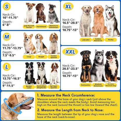 Dog Cone to Stop Licking, Clear Recovery Collar with Detachable Zipper, Sturdy Elizabethan Collar for Large Medium Small Dogs, Soft Adjustable Cone After Surgery Patented, Blue L