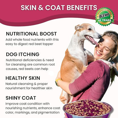 Olewo Original Red Beets for Dogs – Internal Support Dog Food Topper for Skin Sensitivity and Overall Balance, Prebiotic Fiber and Whole Food Nutrients, 1 lb