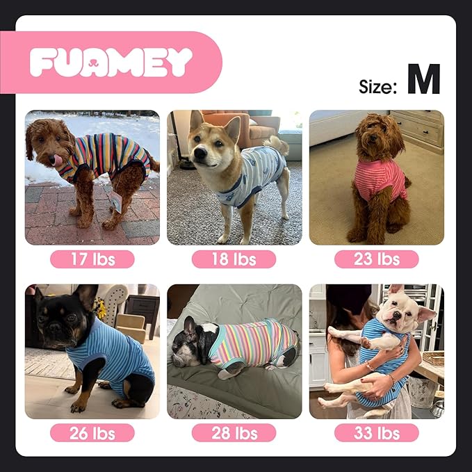 FUAMEY Recovery Suit for Dogs After Surgery,Soft Breathable Dog Bodysuit E-Collar & Cone Alternative Surgical Suit,Male Female Dog Neuter Spay Suits Anti Licking Wounds Onesie Green Black Stripes M