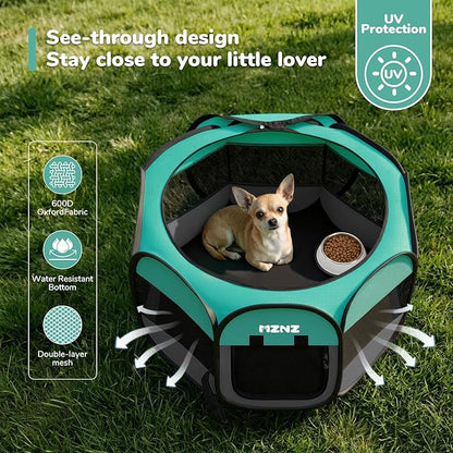 Dog Cat Playpen, Portable Puppy Pet Crate Indoor for Small Dogs Cats Rabbits, Foldable Dog Cage Enclosure for Outdoor, Pop Up Dogs Tent Kennel with Carrying Case, Blue