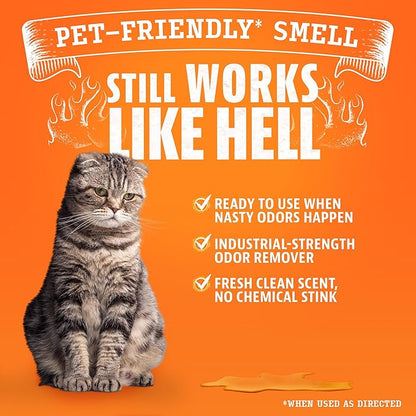ANGRY ORANGE Pet Odor Eliminator for Cat Urine, Carpet Stains, and Strong Smells – Fresh Scent Odor Remover- 24 oz