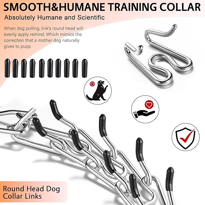 DEYACE Stainless Steel Dog Training Collar, Quick Release Buckle, Adjustable Collar for Large Dogs Neck Girth 12"-17“