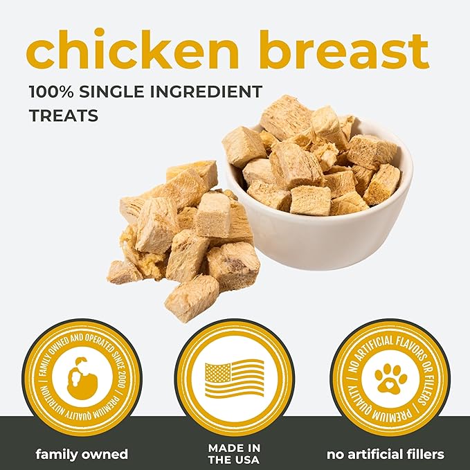 Momentum Carnivore Nutrition Freeze-Dried Chicken Breast Dog Treats & Cat Treats – Single-Ingredient, High-Protein, Grain-Free, Lean & Easily Digestible – Made in USA – 3 oz Bag