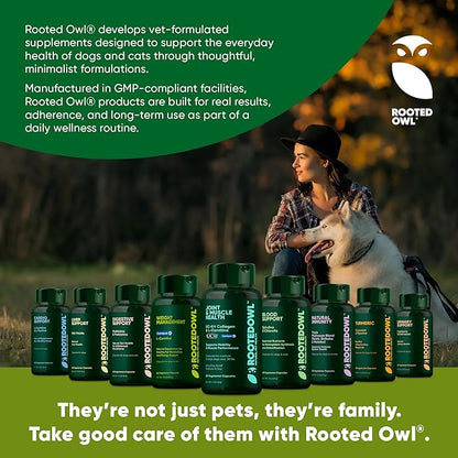 Rooted Owl Cardio Support - L-Taurine and L-Carnitine Supplement for Dogs - Cardiovascular and Heart Health Supplements for Dogs - 60/ct