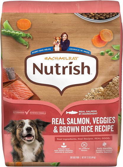 Nutrish Rachael Ray Adult Dry Dog Food Real Salmon, Veggies & Brown Rice Recipe, 12 lb. Bag