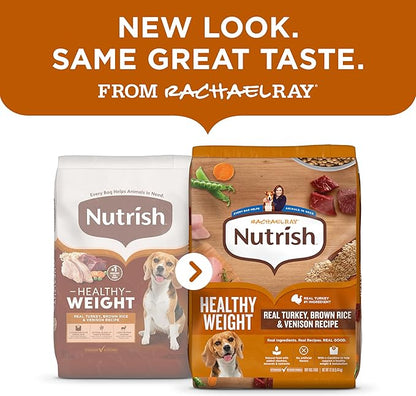 Nutrish Rachael Ray Healthy Weight Adult Dry Dog Food Real Turkey, Brown Rice & Venison Recipe, 4.5 lb. Bag