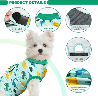 Dog Surgery Recovery Suit, Abdominal Surgical Suit for Male Female Dog Post Spay Neuter, Breathable Pet Onesie E-Collar & Cone Alternative, Surgery Shirt to Prevent Licking, Green, X-Small