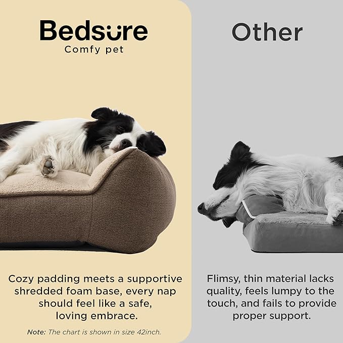 Bedsure SupportMax™ XL Orthopedic Dog Beds Large Sized Dog - As Seen on TV Extra Thick Supportive Dogs Couch with Waterproof Washable Cover, Extra Large Comfort Pet Sofa with Soft Sherpa, Brown