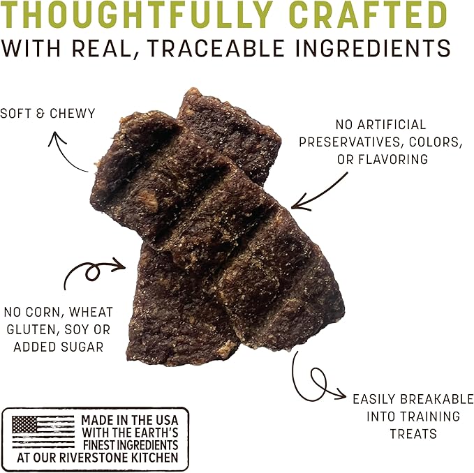 Earth Animal Wisdom Air Dried Jerky - From the Air Recipe Premium Natural Jerky Strips Dog Treats - 4 oz Bag