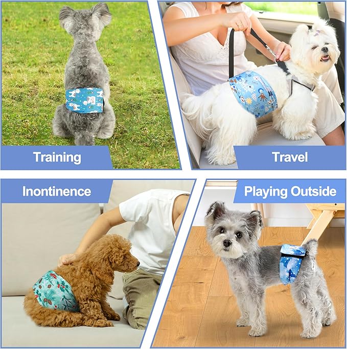 5 Pack Dog Diapers Male Reusable, Premium Belly Bands for Dogs, High Absorbing Male Dog Pee Wraps for Doggie in Incontinence or Excitable Urination Galaxy S