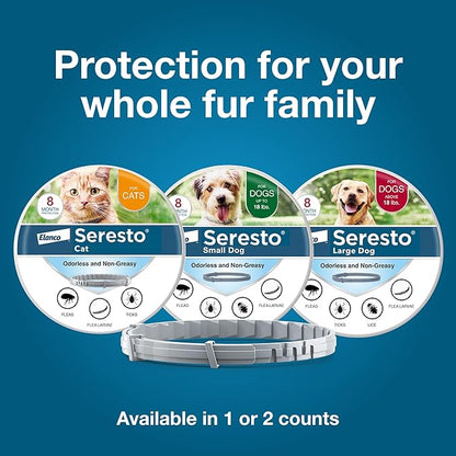 Seresto Flea & Tick Collar For Dogs Over 18 lbs., Treatment & Prevention, Vet-Recommend, 8 Month Protection