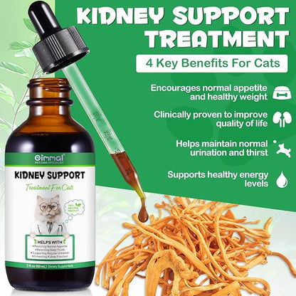 Kidney Support for Cats, Cat Kidney Treatment Support Cat Urinate Regularly, Strengthen Kidney Function,Increase Immunity, Herbal Supplement Supports Healthy Kidney Function- 2PCS