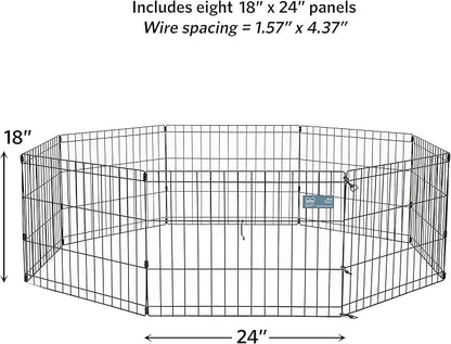 MidWest Homes for Pets 18-Inch Exercise Pen, for Indoor and Outdoor use, 16 Sq Feet of Play, Folding Dog Pen, No Door Design for Maximum Security, Easy to Set Up, Foldable Dog Playpen