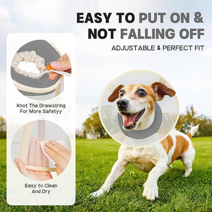 Soft Dog Cone Collar to Stop Licking-Adjustable Comfortable Mesh Recovery Collars After Surgery for Small or Miniature Dogs, Alternative to Plastic Elizabethan Collar for Neuter Incision Care (Grey,L)