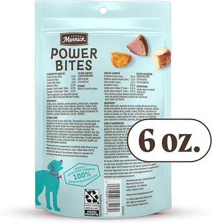 Merrick Power Bites Natural Soft And Chewy Real Meat Dog Treats, Grain Free Snack, Real Turducken Recipe - 6 oz. Bag