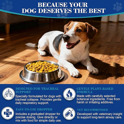 Dogs Tracheal Collapse, 2 FL OZ Trachea Cough Elixir, Natural Herbal Support Drops Helps Reduce Dry Honking Cough, Wheezing & Throat Irritation, Promotes Respiratory Comfort (Chicken Flavor)