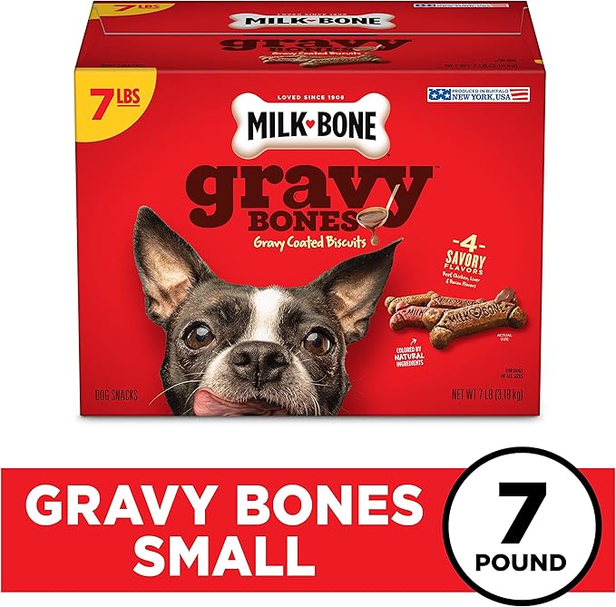 Milk-Bone Gravy Bones Dog Treats with 4 Savory Meat Flavors Coated in Gravy,7 Pound,(Pack of 2)