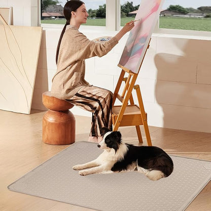 Pee Pads for Dogs, 40" x 28" Extra Large Reusable Dog Silicone Mat for Floor Protector, Washable Non-Slip Dog Training Pads for Potty Training (Khaki)