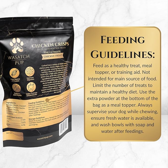 Freeze Dried Chicken Crisps Dog Treats | All Natural Real Chicken Training Treats for Dogs & Puppies | Rich in Vitamins and High Protein Nutrients | USDA Approved & Made in The USA - 4 Oz