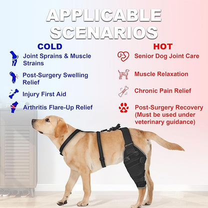 Dog Knee Brace for Torn ACL Hind Leg, Hind Leg Support with Removable Hot/Cold Gel Pack, Joint Pain & Mobility Relief, Left Leg, XL