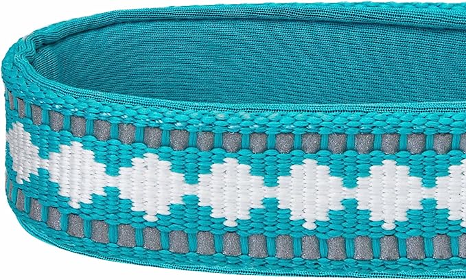 Blueberry Pet 3 Colors 3M Reflective Jacquard Neoprene Padded Adjustable Dog Collar, Peacock