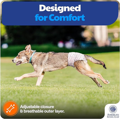 American Kennel Club Female Dog Wrap, Disposable Diapers with Wetness Indicator (L – High Tail (18–27 in), 50, Count)