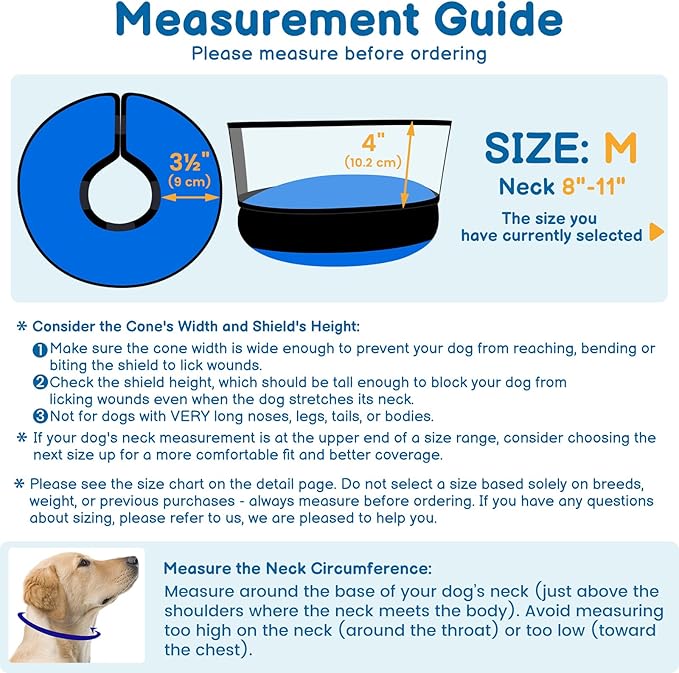 BARKLESS Dog Donut Collar, 2-in-1 Inflatable Dog Collars for After Surgery to Stop Licking Wounds, Patented Protective Donut Cone with High Shield for Small and Medium Pets (Blue, M)