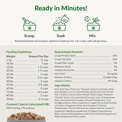ULTIMATE PET NUTRITION Nutra Complete, 100% Freeze Dried Veterinarian Formulated Raw Dog Food with Antioxidants Prebiotics and Amino Acids, (1 Pound (Pack of 4), Pork)