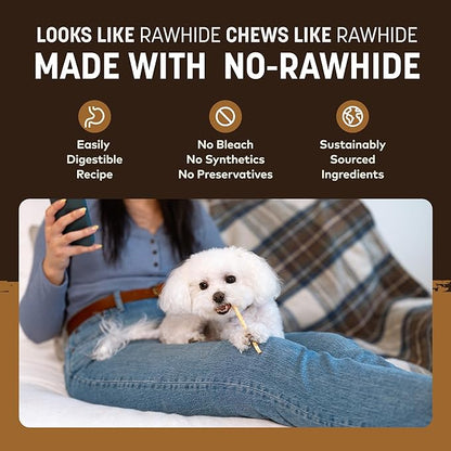 Earth Animal No Hide Stix - Long Lasting Rawhide Free Small Dog Chews Sticks, Venison - 20 Count Value Pack